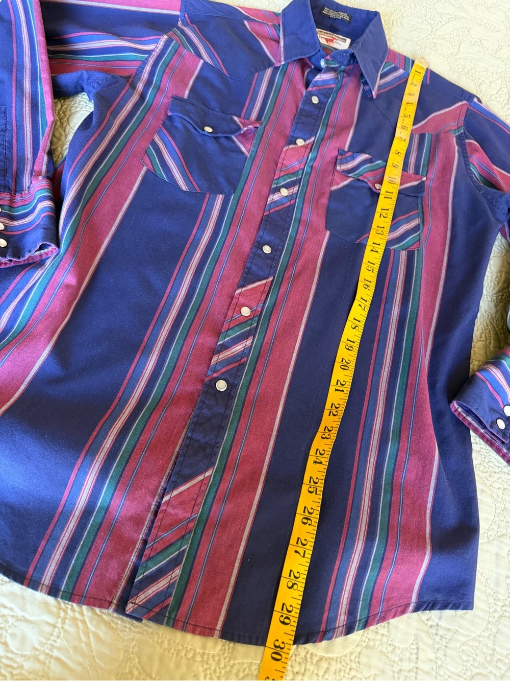 VTG 80sYoungbloods Western Pearl Snap Shirt Oversized Western Stripe Men’s M - Picture 11 of 11